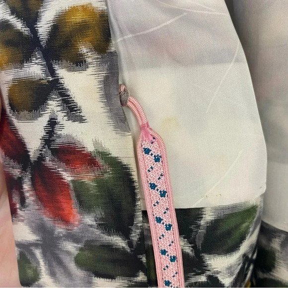 VTG Kimono Haori Traditional Japanese Jacket Silk Pattern Colorful Leaf Print OS - Picture 14 of 16
